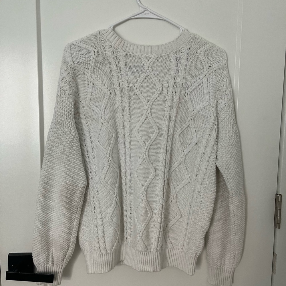 White Cable Knit Sweater